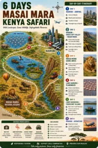 Country Sights Tours official 6 Days Masai Mara Kenya Safari day by day circuit infographic itinerary map