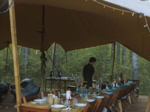 Bespoke full-board luxury forest eco lodge overlooking mountain gorilla habitat ridges